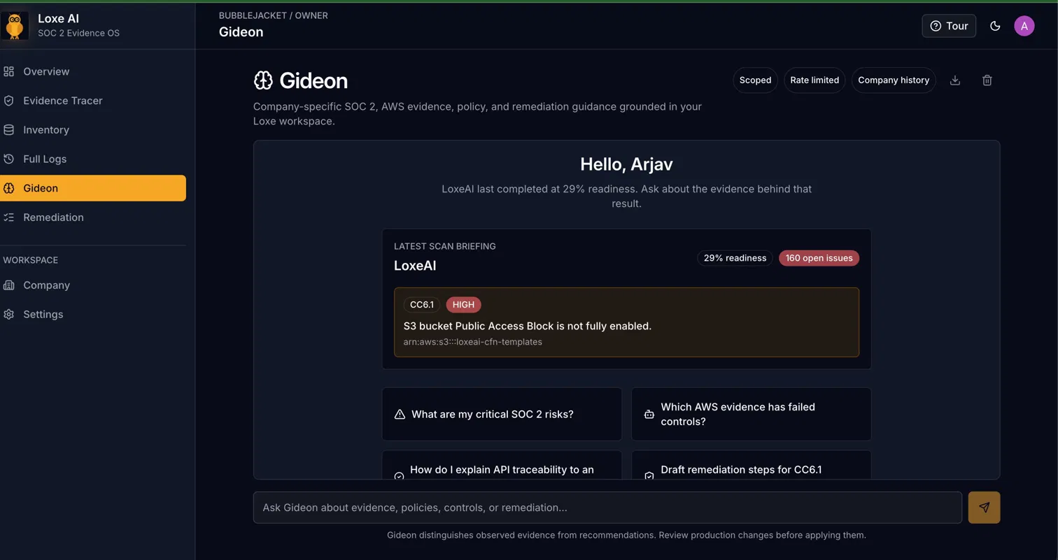 Gideon compliance co-pilot interface